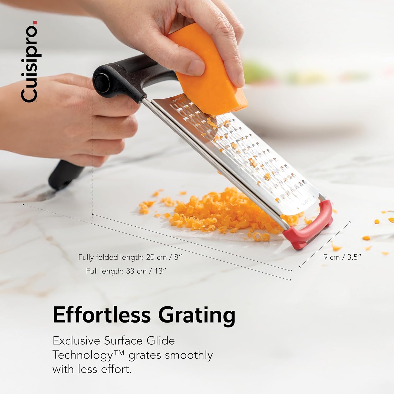 CUISIPRO Surface Glide Technology Stainless Steel Folding Handle Grater, Coarse