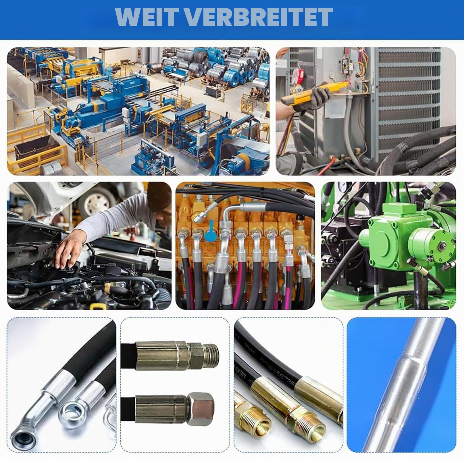 Hydraulikschlauch-Presse, Hochleistungs-Crimpwerkzeug mit 8 Matrizensätzen | 0,01mm Mikrometer-Präzision, ideal für KFZ-Klimaleitungen, landwirtschaftliche Maschinen und die Reparatur Hydraulikschläuche