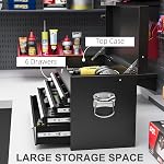 HOMCOM 6 Drawer Lockable Tool Box with Top Case, Ball Bearing Slides, 24" Portable Tool Chest for Garage, Household and Warehouse, Black