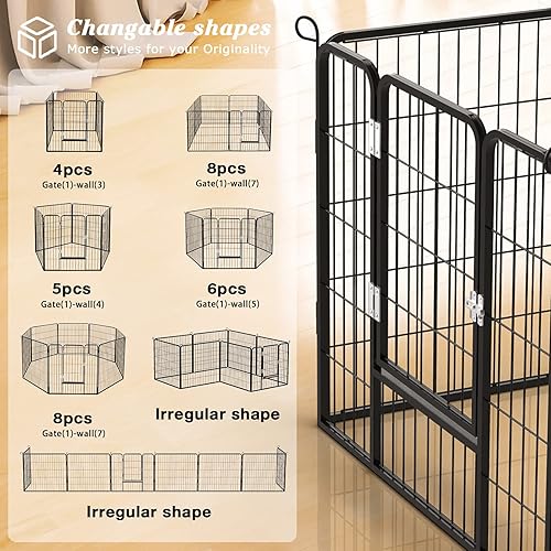 Miniatura 10 de PUKAMI Valla para perros para el patio, 16 paneles de 24 pulgadas de alto x 32 pulgadas de ancho, corralito portátil para perros pequeños y