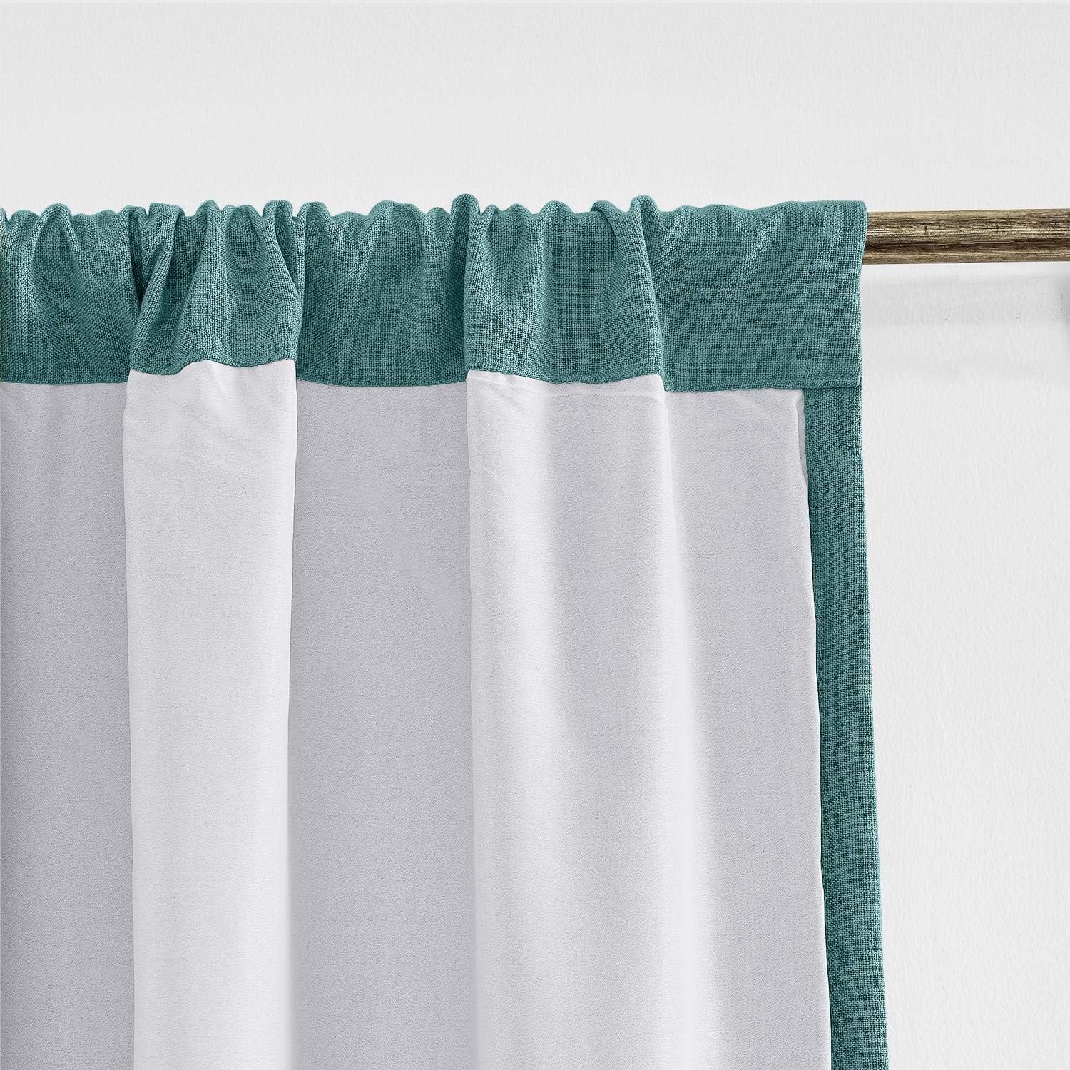 ChadMade 50W x 84L Inch Everglade Teal Faux Linen Curtain Drapes with Blackout Lining, Rod Pocket Curtain for Sliding Glass Door Patio Door Living Room Bedroom (1 Panel) Tallis Collection