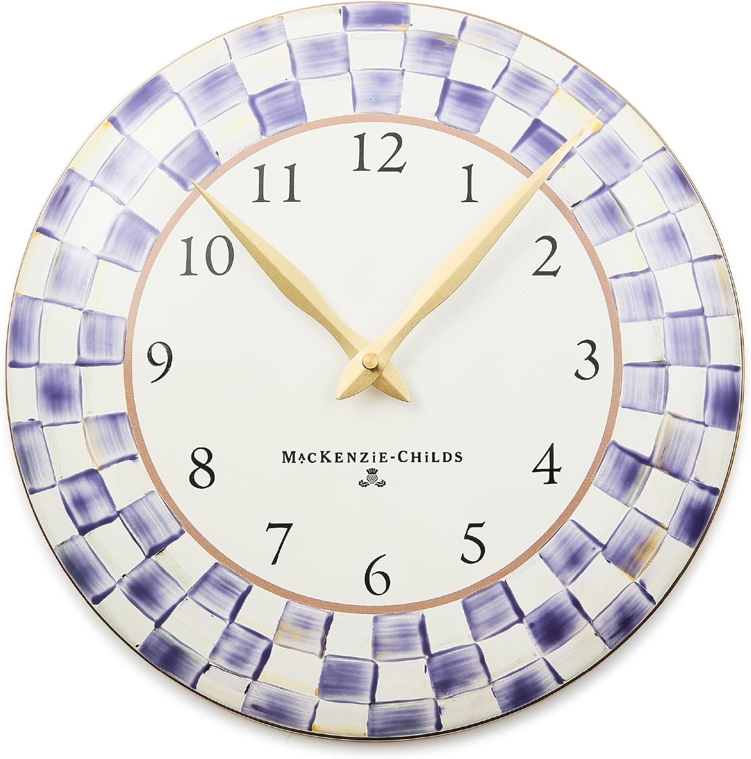 MACKENZIE-CHILDS Wall Clock, Decorative Clock for Kitchen and Living Room, Black-and-White Courtly Check
