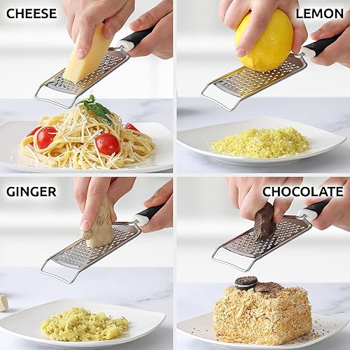 Miniatura 4 de Zulay Kitchen Rallador profesional de queso de acero inoxidable  Rallador de limón duradero a prueba de óxido con mango  Triturador plano de mano