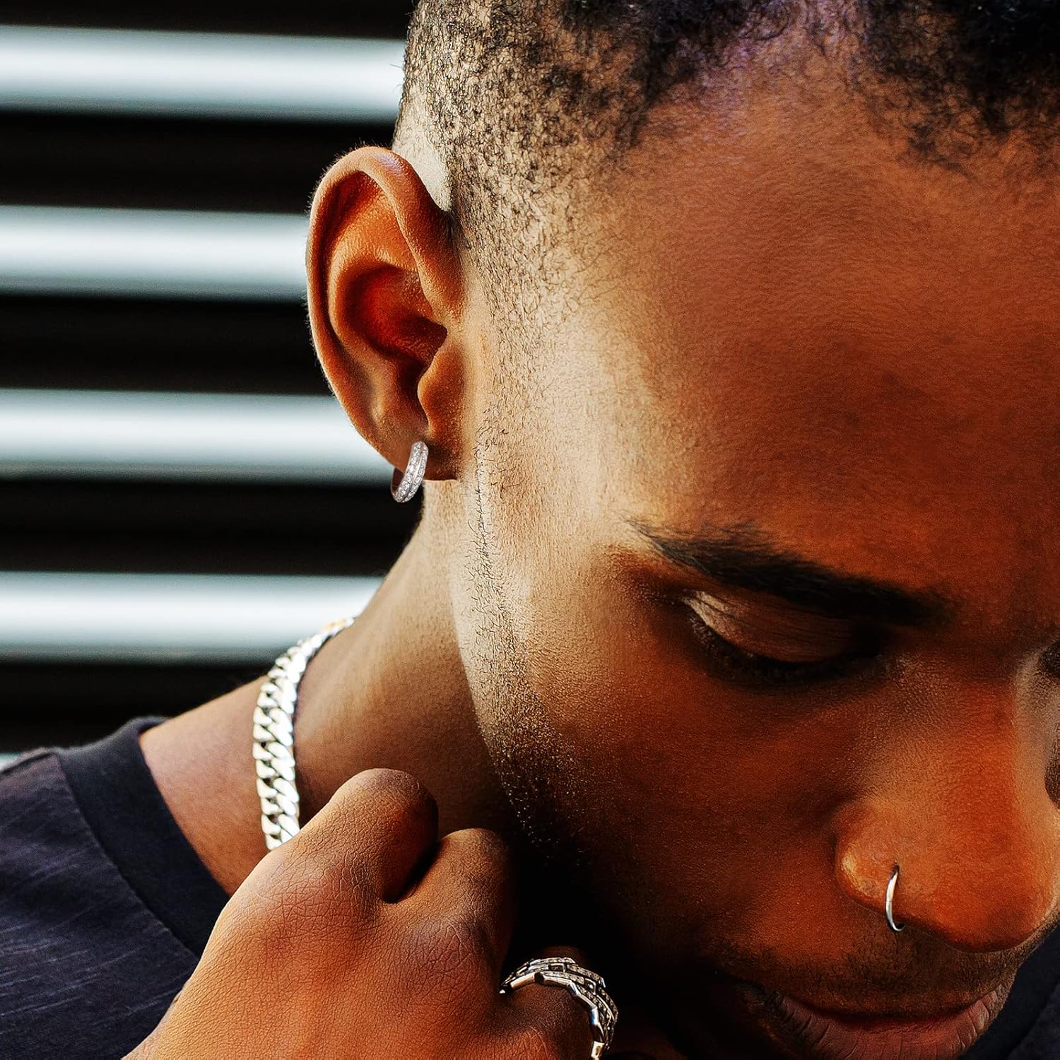 KRKC&CO Moissanite Hoops Earrings for Men, D Color, VVS1, S925 Sterling Silver, Gold Plated Hoops, Brilliant Round For Him, 𝐅𝐚𝐭𝐡𝐞𝐫𝐬 𝐃𝐚𝐲 𝐆𝐢𝐟𝐭 𝐟𝐨𝐫 𝐃𝐚𝐝 - Image 2