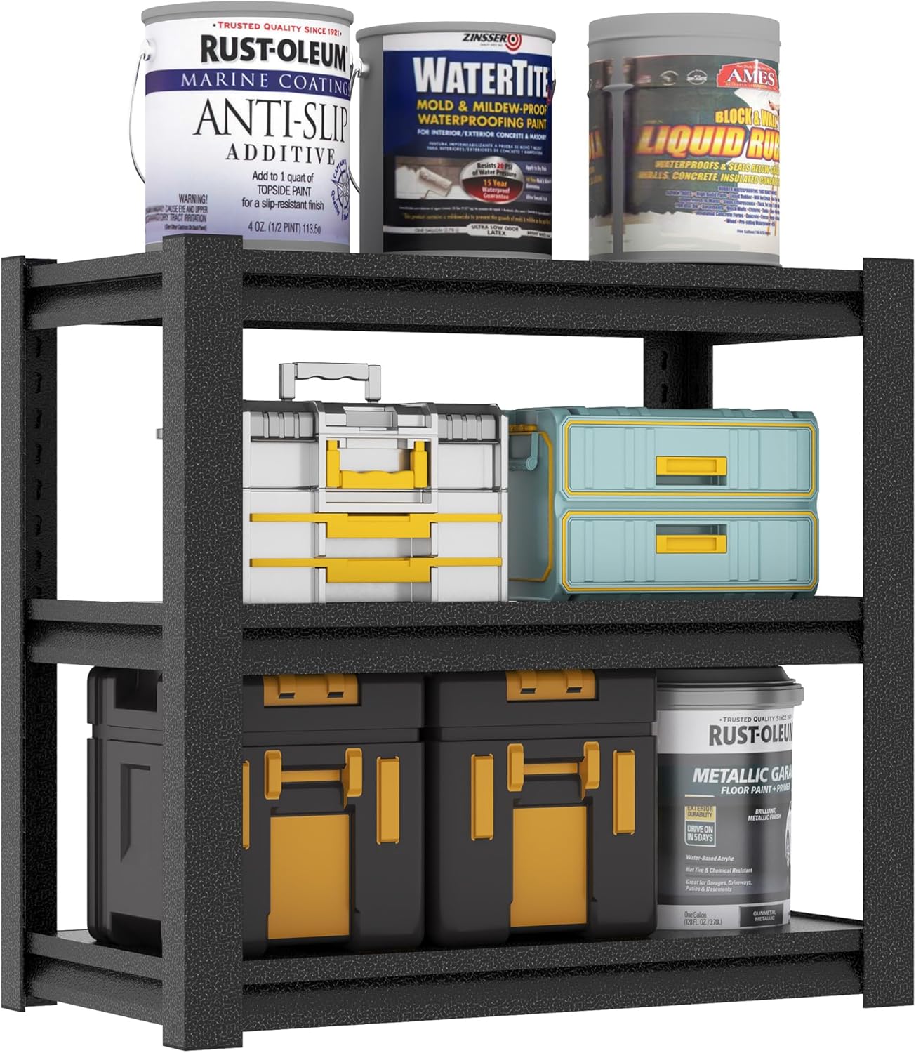 72" H Metal Storage Shelving, 3000LBS Heavy Duty Shelves Unit, Adjustable 5 Tier Storage Rack, Industrial Utility Shelf for Garage, Warehouse, Bedroom, Kitchen,24" D×48“W×72”H, Black
