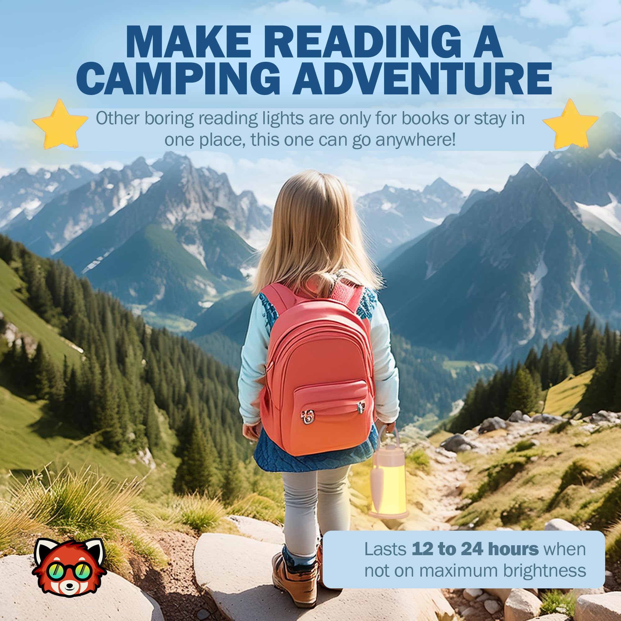 Lanterna per bambini, lampada notturna per attrezzatura da campeggio, luce da lettura per bambini, luce notturna da campeggio per bambini, lampada da scrivania a LED per studenti, batteria