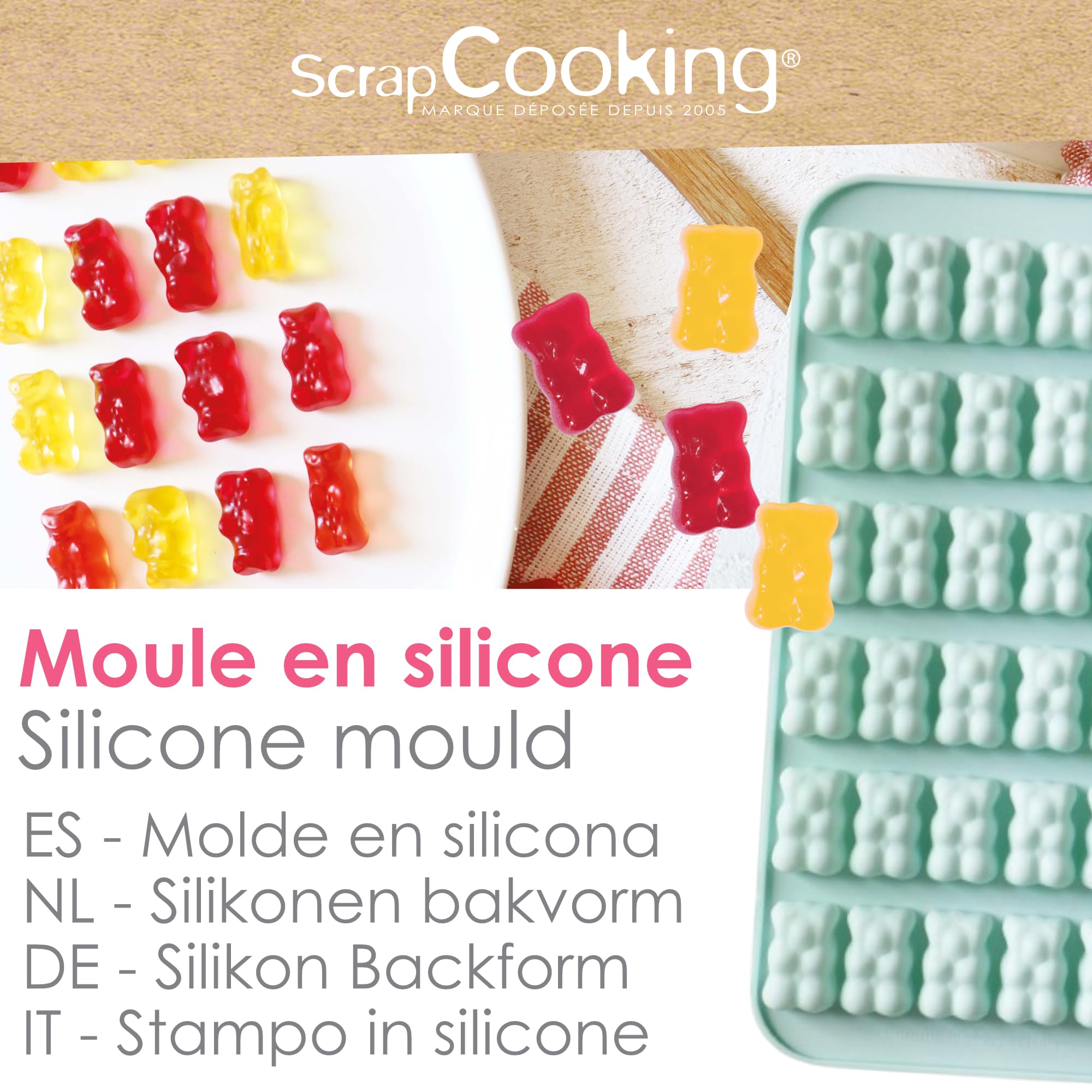 ScrapCooking 6733 Teddy Bear Silicone Baking Mould for Oven and Freezer