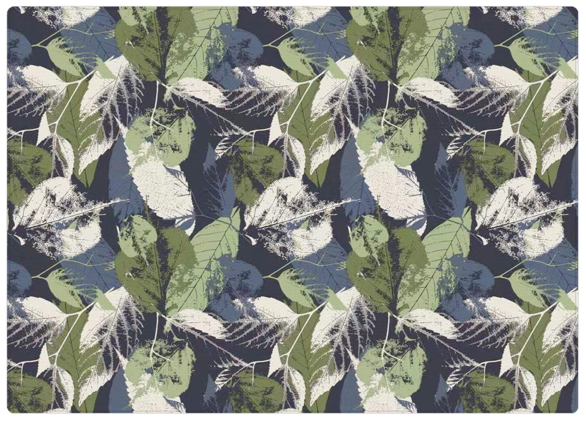 Premium Stylish Foam Play Mat | Cushy-Soft & Thick | Easy-to-Clean, Hypoallergenic, Non-Toxic, Pet-Friendly | One Piece - Large Navy Leaves