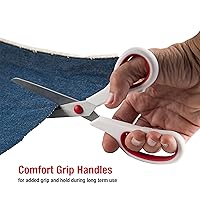 Vista 5 de Tijeras SINGER para tela con agarre cómodo, paquete de 1, rojo y blanco