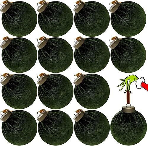 pdpdoc 15 Pcs Velvet Christmas Balls, 3.15" Large Velvet Christmas Ornaments Bal