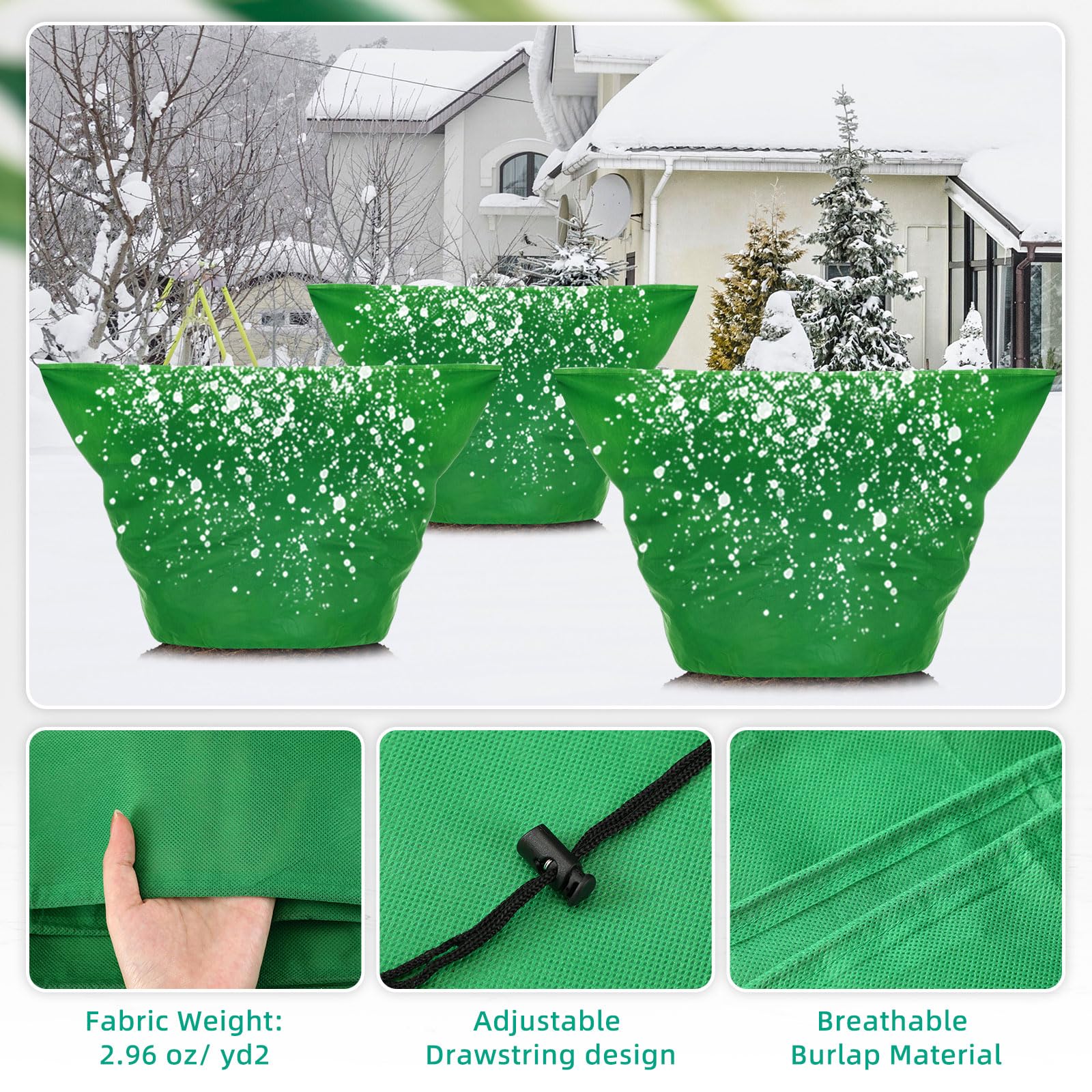 Zhengmy 9 cubiertas para plantas con protección contra la congelación, reutilizables, manta para plantas congeladas, tela para heladas con cordones para jardín al aire libre, protección contra la
