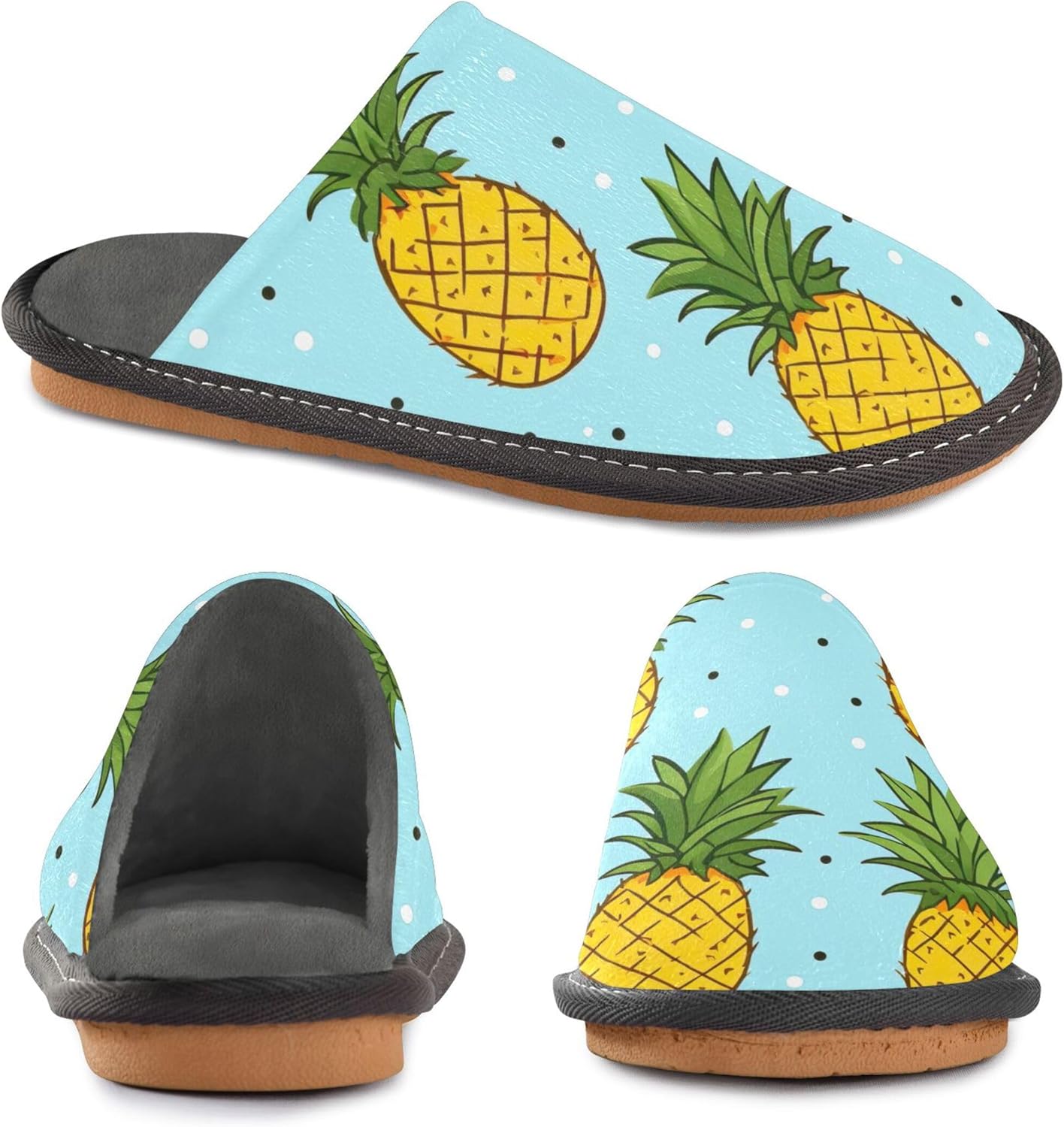 Funny Pineapple Fruit House Slippers – Cozy Fuzzy Slippers for Guests, Washable & Disposable, Perfect for Shoeless Home, Spa & Hotel Use A112158