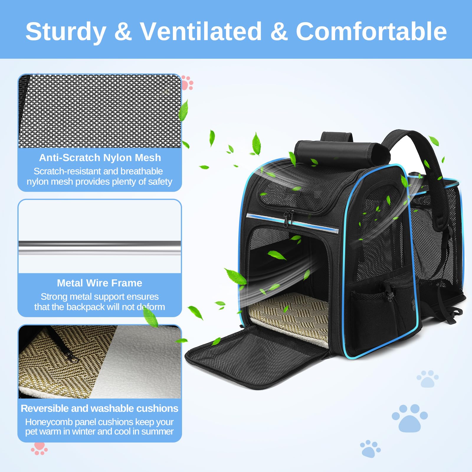 Dogat Expandable Cat Carrier Backpack for Air Travel Pet Backpack for Cats & Small Pets up to 17lbs (8kg) - Image 4