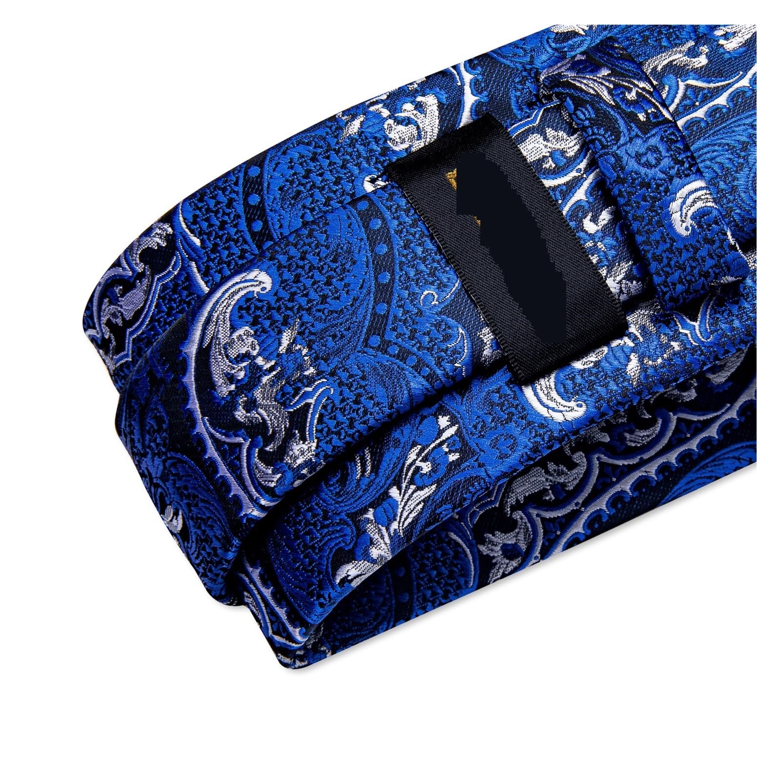 BAFAFA Corbatas de seda paisley azul plata para hombre 8 cm corbata de boda formal de trabajo conjunto pañuelo gemelos regalo for hombre