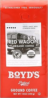 Boyd's Coffee– Ground Coffee – Red Wagon Organic - Blended from 100% Arabica – Rich & Full-Flavored – 12 oz.