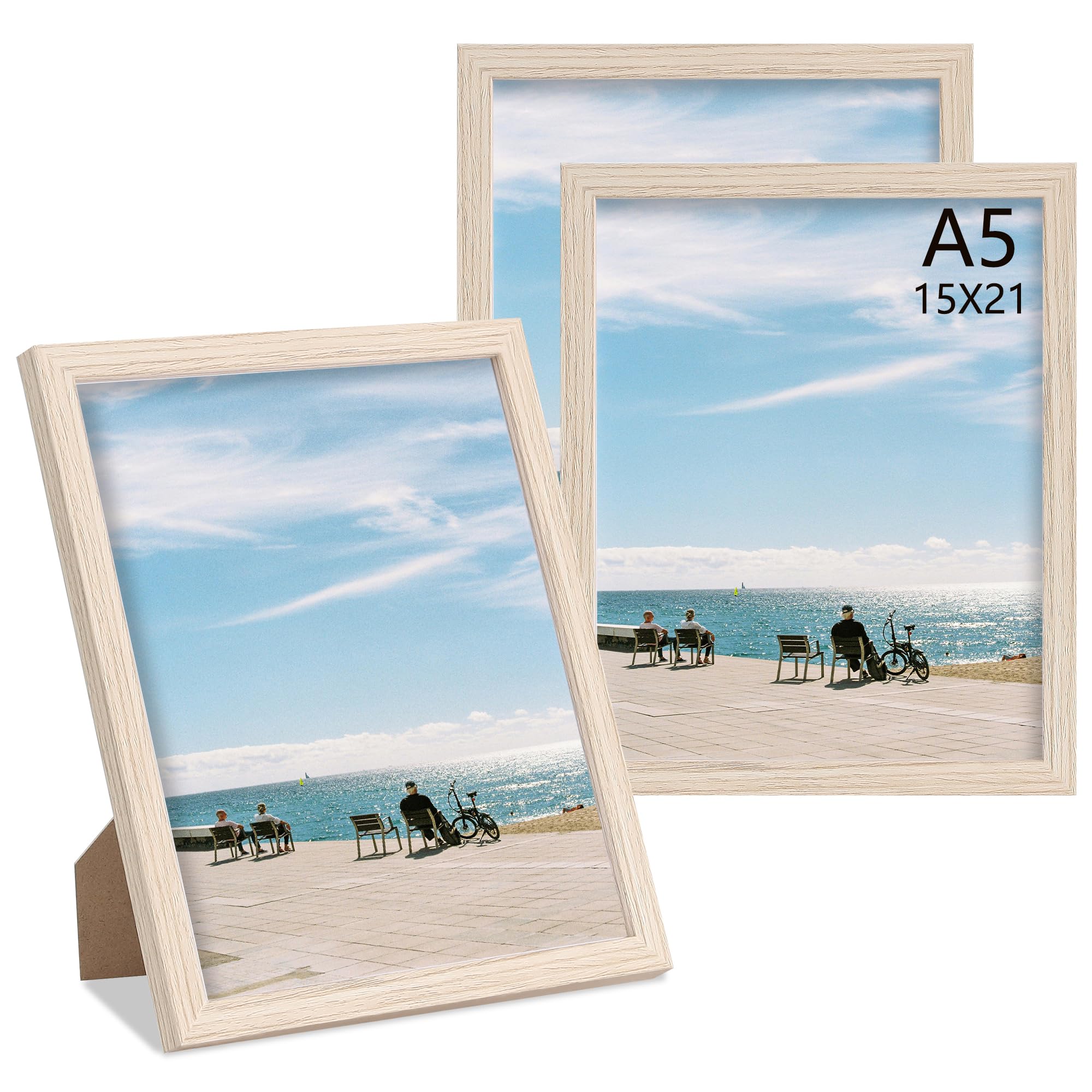 LYYYYX Picture Frame A5 Wooden Frame 15 x 21 cm with Acrylic Glass Frame DIN A5, Photo Frame for Certificates, Photos, Posters, Puzzles, Set of 3 โ image 1