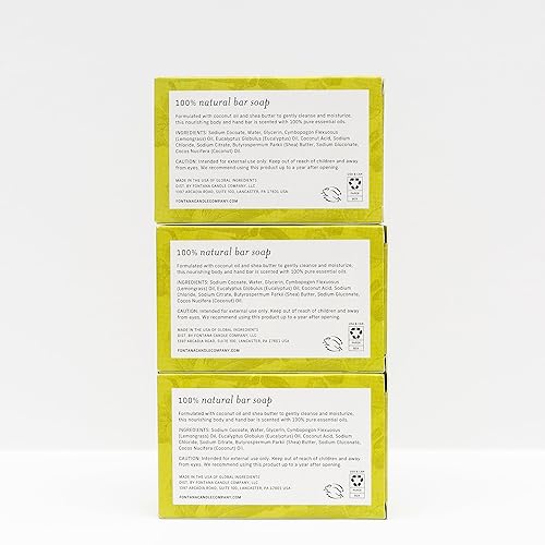 Miniatura 8 de FONTANA CANDLE CO. - Barras de jabón sin perfume  Paquete de 3  Barra de jabón hidratante natural para manos y cuerpo  Fabricado con manteca de