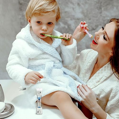 Miniatura 5 de Temporizador de cepillo de dientes de 4 piezas para niños, temporizador de arena de 3 minutos, patrón de sonrisa, cepillado de dientes, temporizador