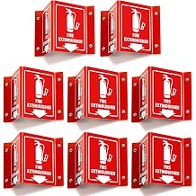 Fire Extinguisher Sign with Arrow, 3D Acrylic V Sign, Wall Mount, 8 Pack