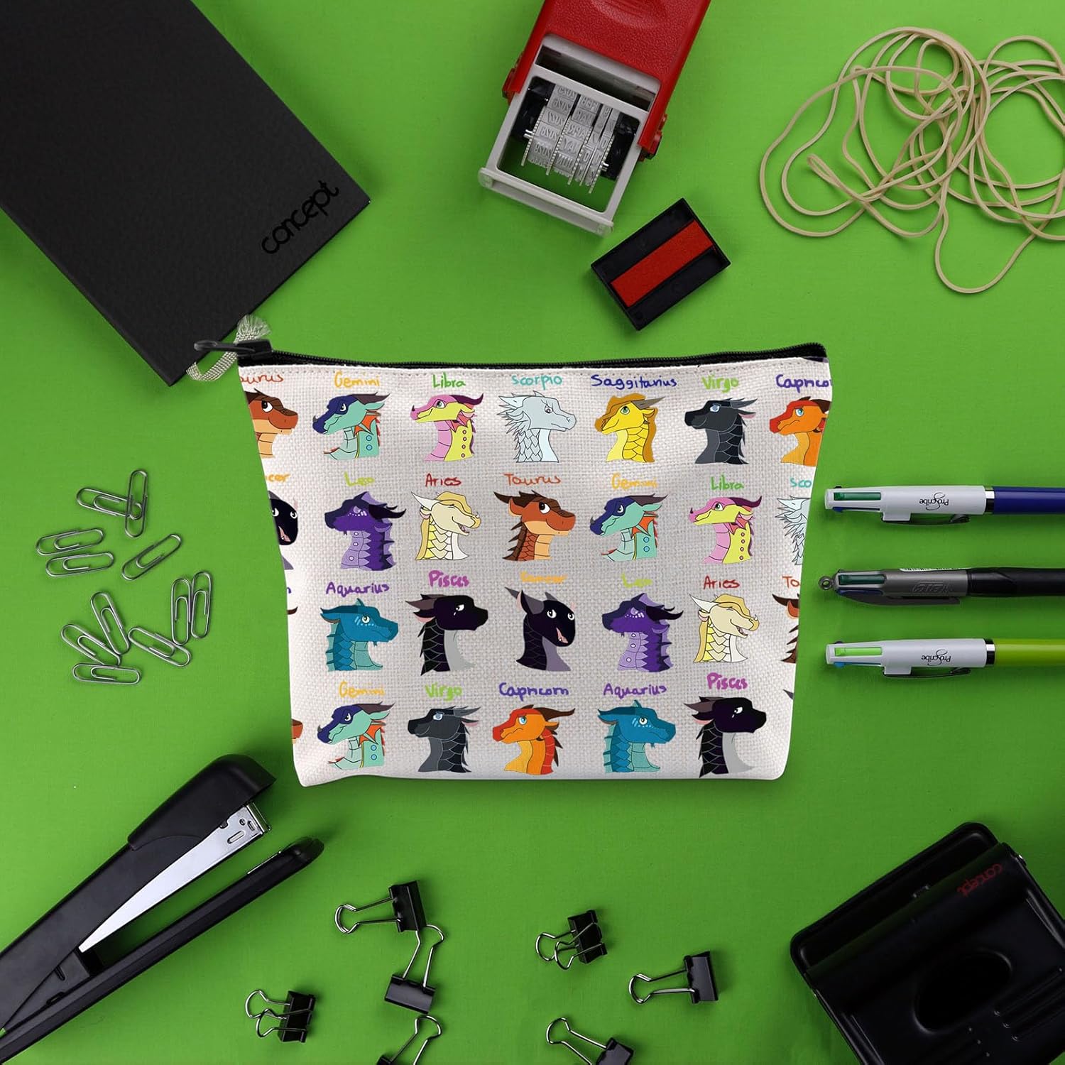 Wings Fire Novel Dragon Inspired Gift Darkstalker Makeup Bag Fire Dragon Bookish Gift Dragon Tribes For Dragon Lover Zipper Bag (MB, Cartoon Dragon) - Image 6