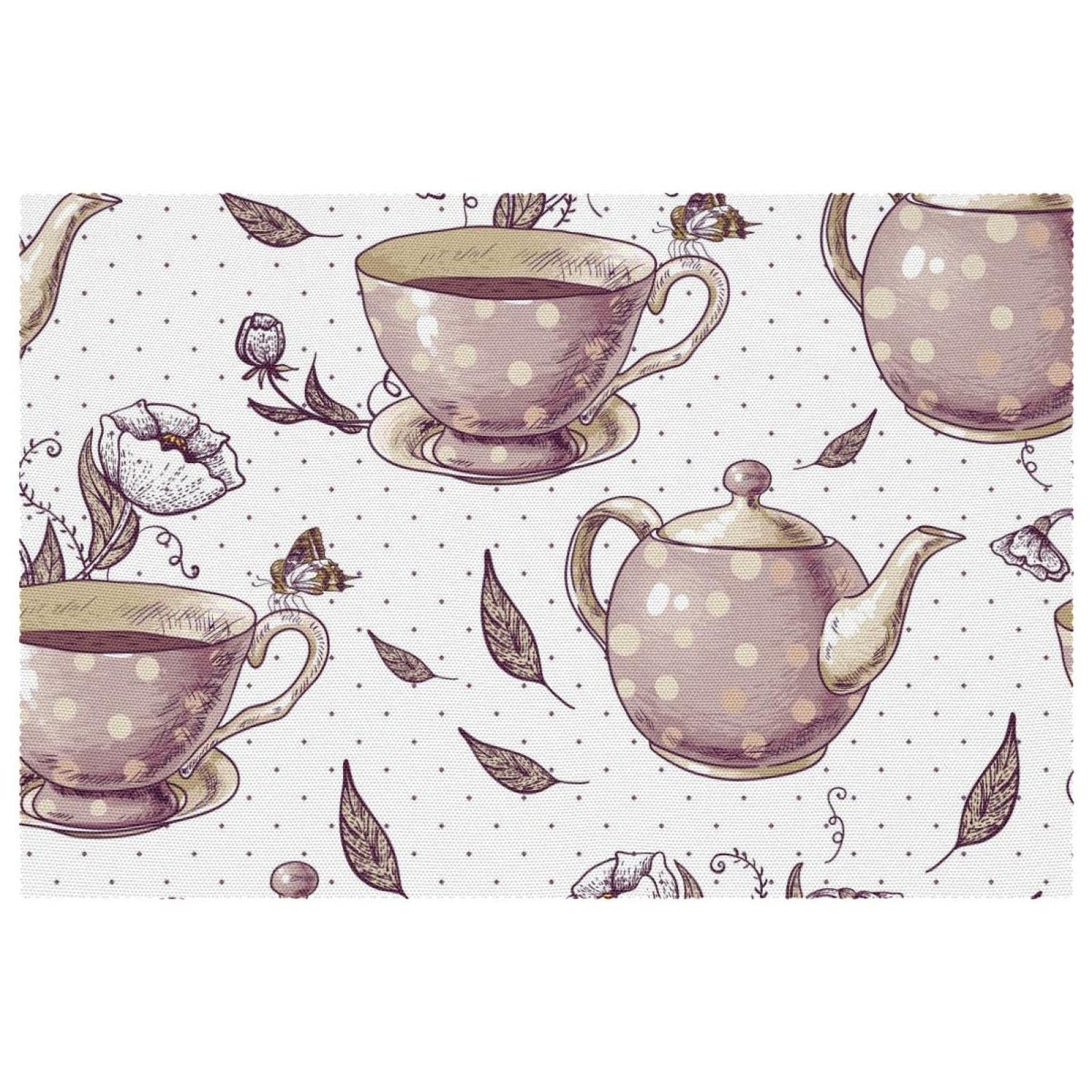 Set de table lavable et résistant à la chaleur en Oxford lot de 4 protection théière et tasse