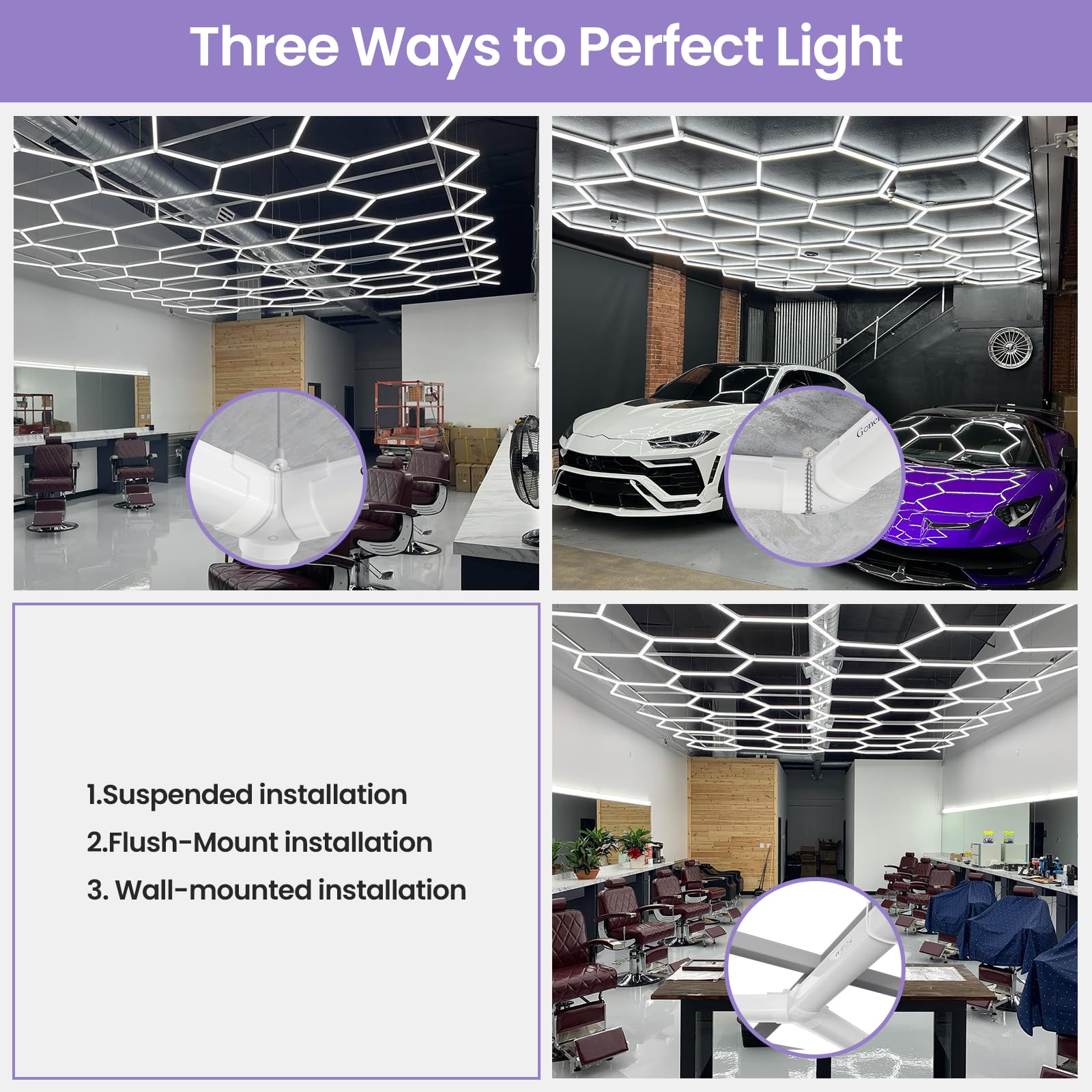 X-Litall Hexagon LED Garage Light, Lightweight Super Bright 128W