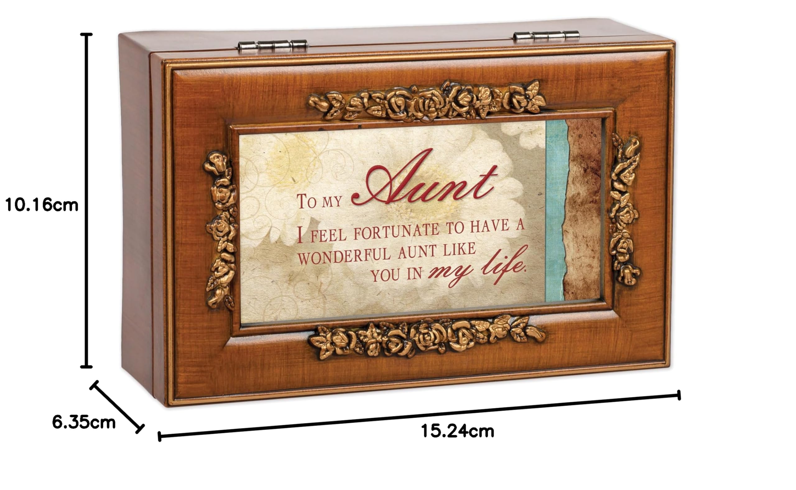 Cottage Garden Tante Reichhaltige Walnuss-Finish Petite Jewelry Musik Box – Wonderful World