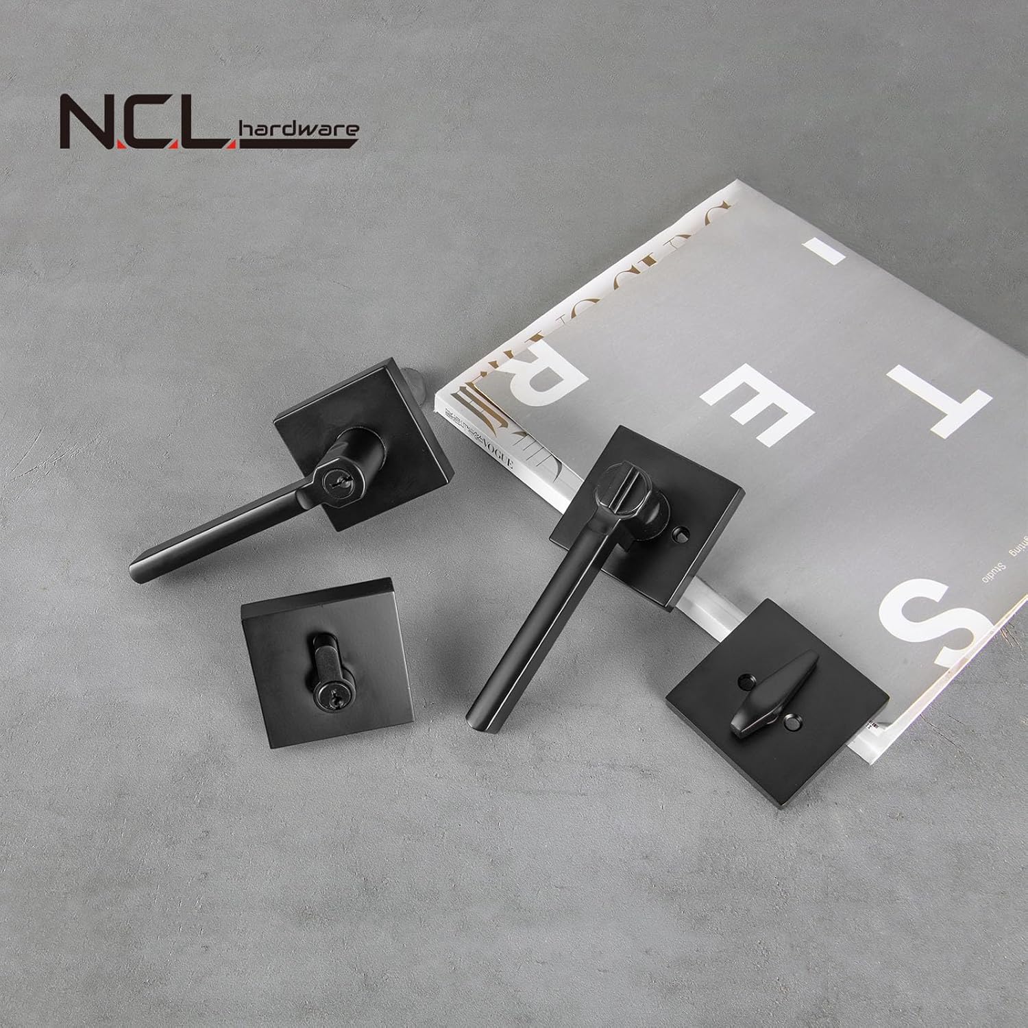 NCL 3 Pack Elegant Entry Door Lever with Single Cylinder Deadbolt, Keyed Alike Heavy Duty Combination Set, Matte Black Exterior Door Lock Set for Front Door