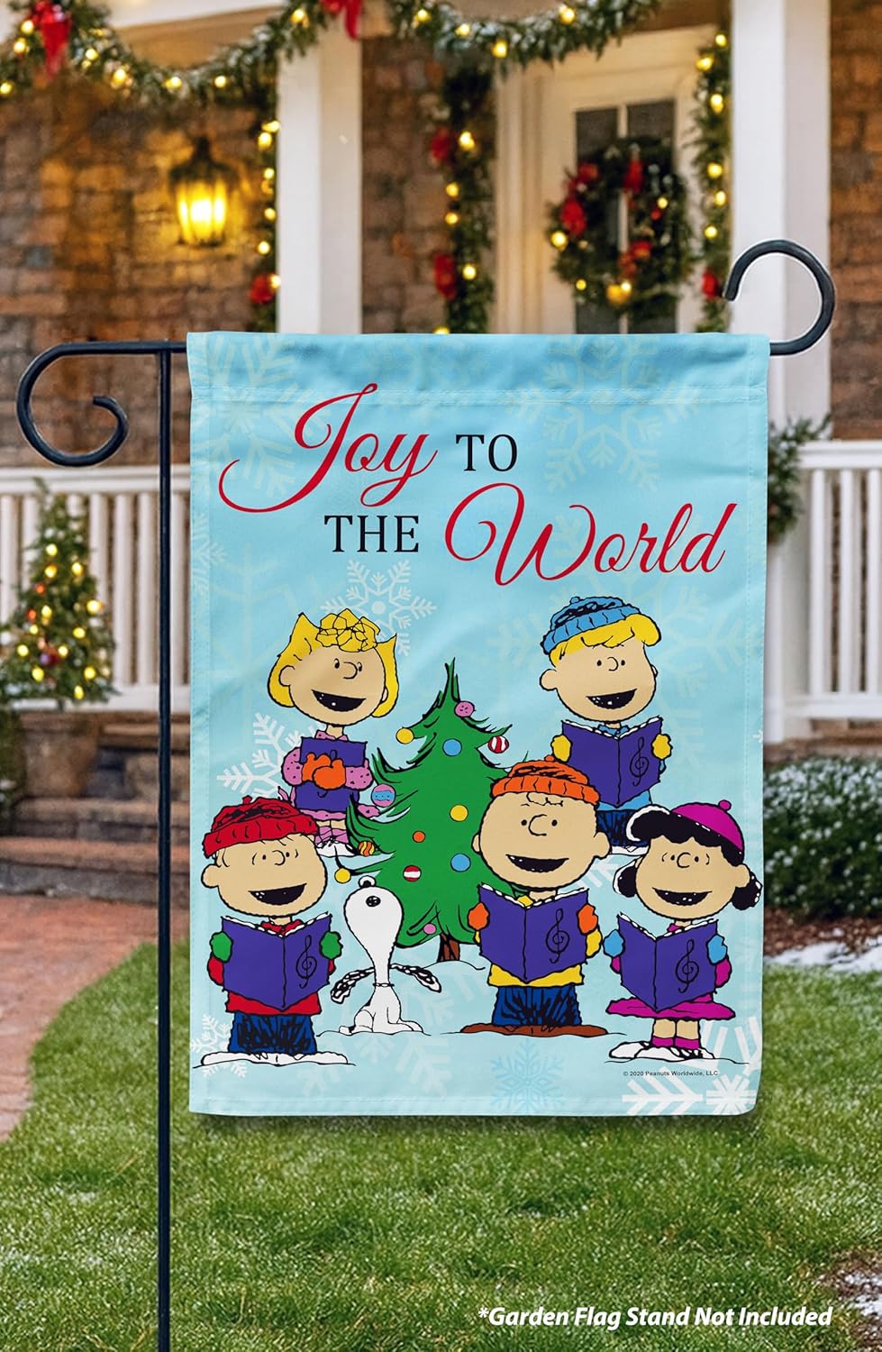 Flagology, PEANUTS Group Carolers – Garden Flag 12" x 18", Officially Licensed Peanuts®, Christmas
