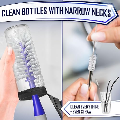 Miniatura 6 de Juego de 4 cepillos para platos con cepillo de agua para botellas, cepillo para fregar platos, cepillo para limpiar platos, cepillo de limpieza y