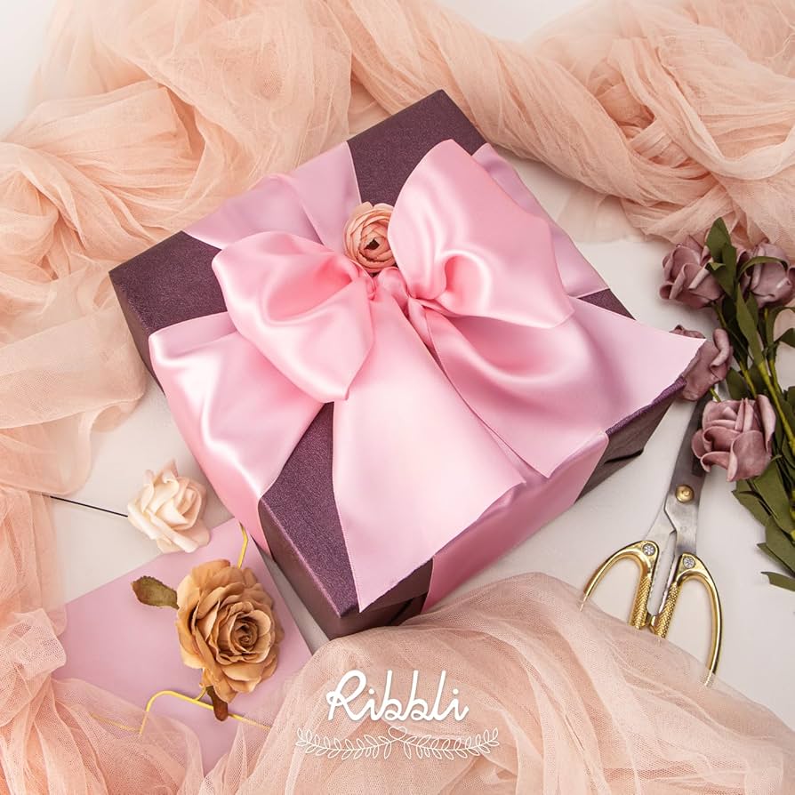 Amazon.com: Ribbli Pink Satin Ribbon 4 Inch Wide Pink Ribbon for