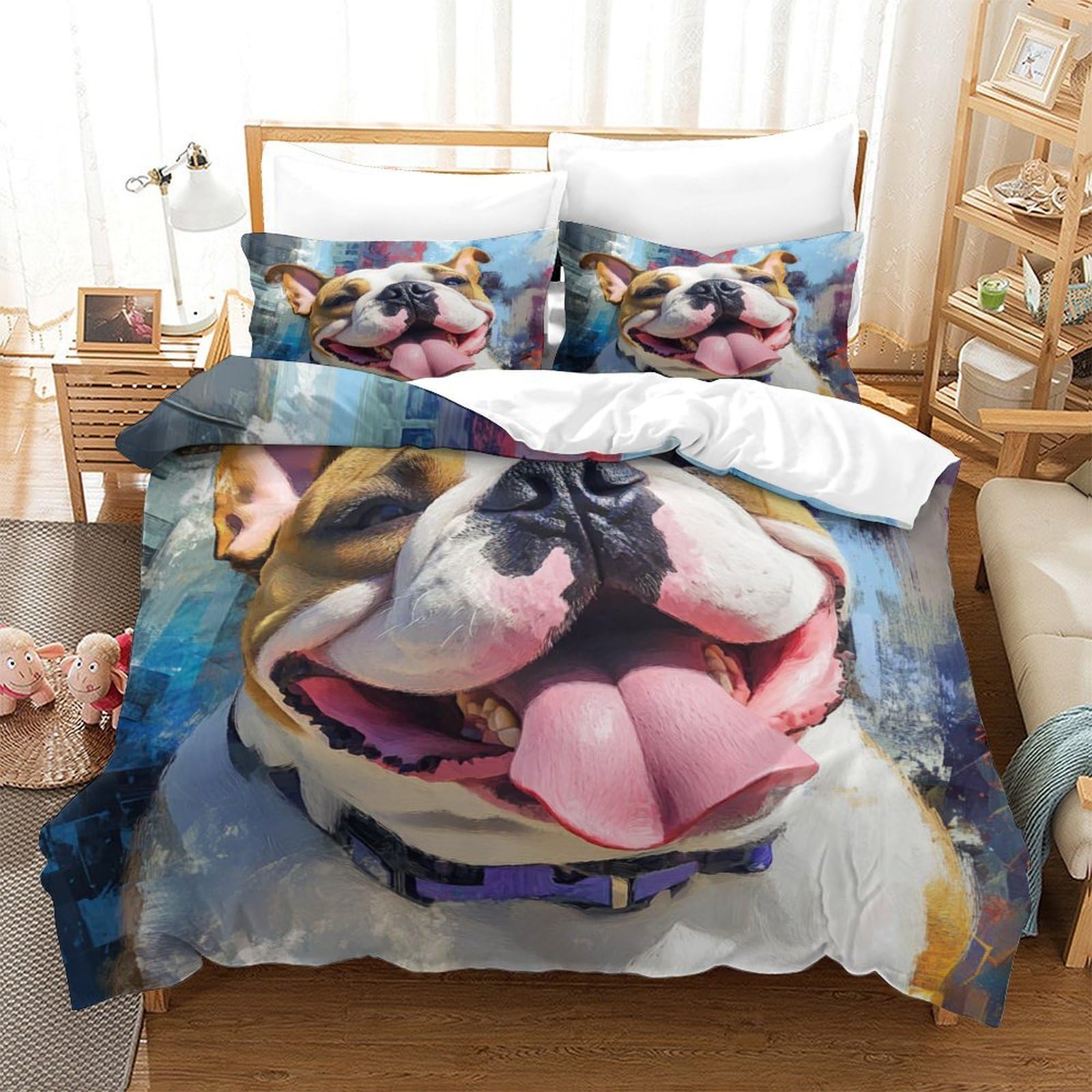 Housse de couette flamenco 260x220 cm en microfibre avec ses deux taies d'oreiller assorties
