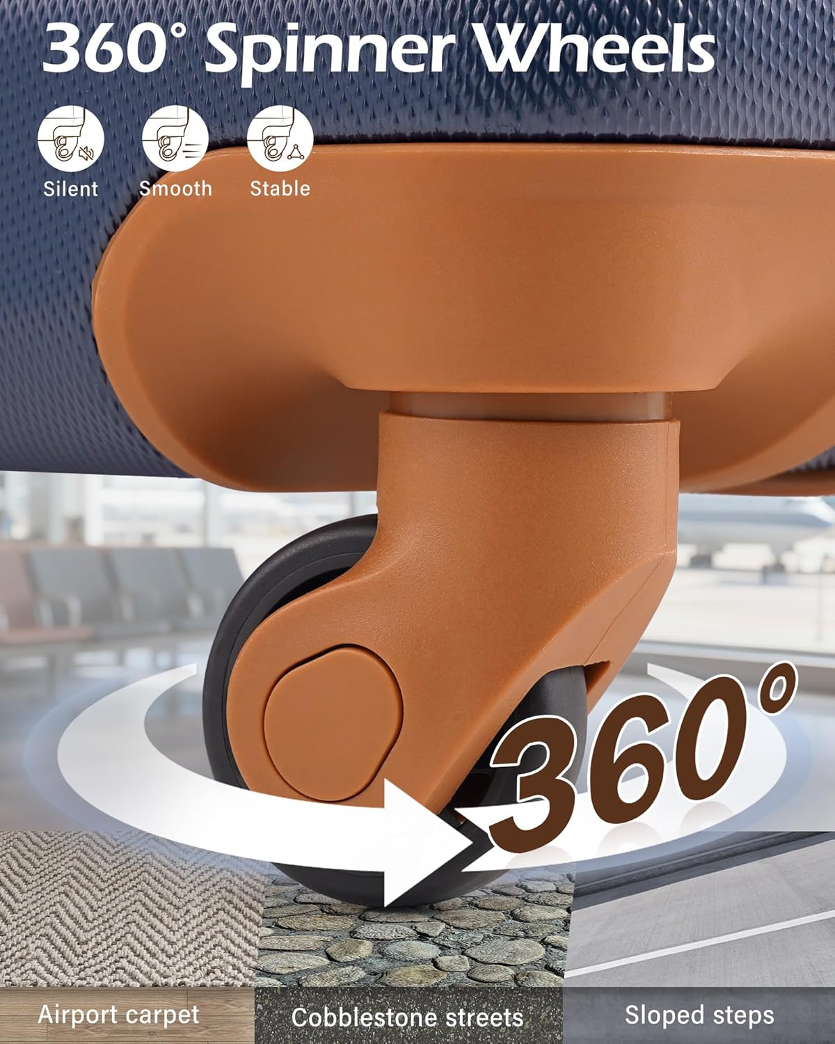 LONG VACATION Luggage Set 6 Piece Luggage ABS hardshell TSA Lock Spinner Wheels Luggage Carry on Suitcase (NAVY, 6 piece set) - Image 3