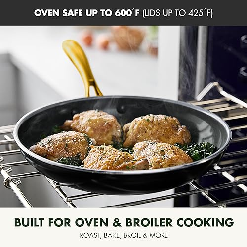 Miniatura 7 de GreenPan Juego de 12 piezas de ollas y sartenes antiadherentes Swift, ollas y sartenes de cerámica sin PFAS con tapas, apto para lavavajillas y