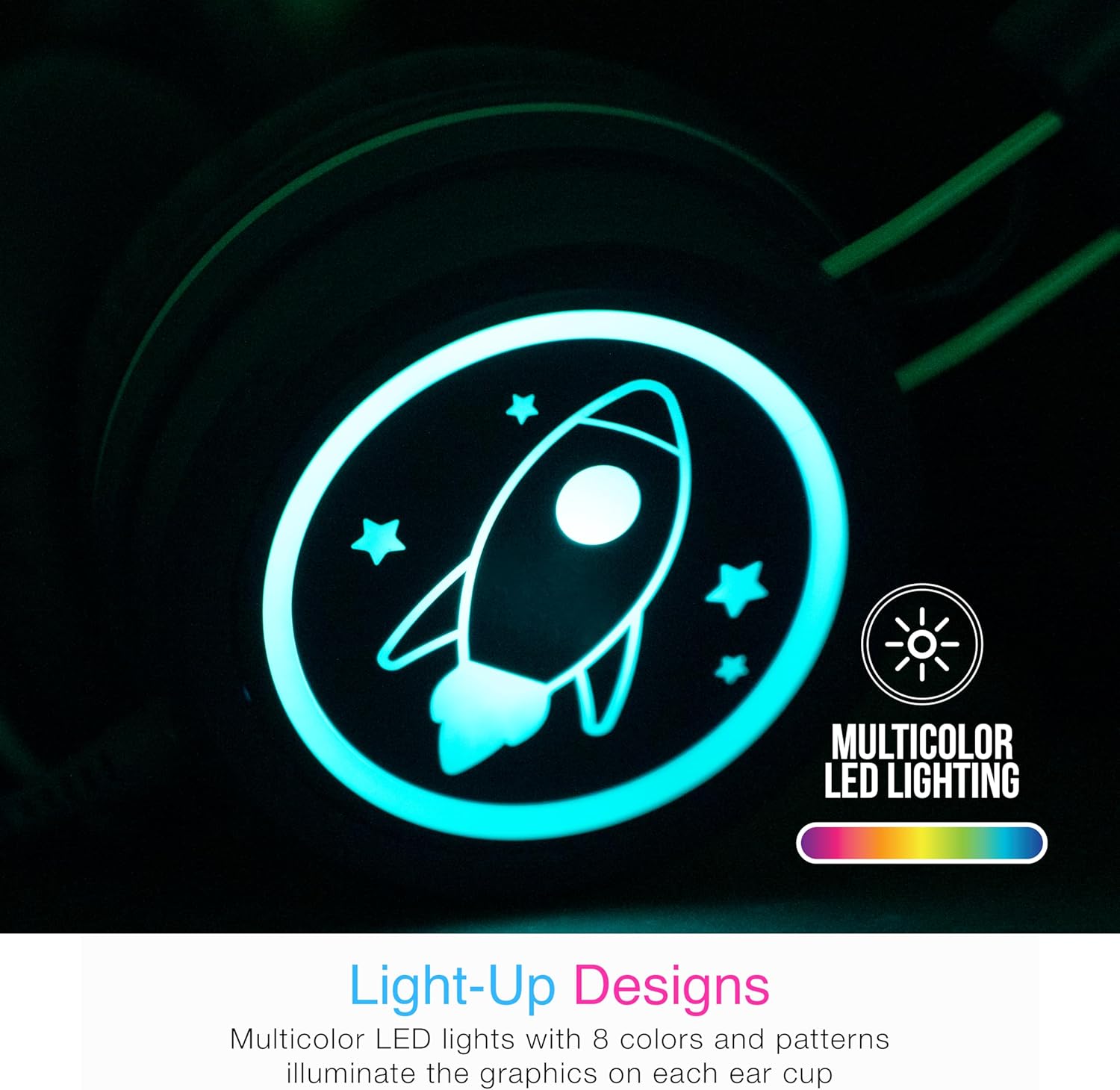 MEE audio KidJamz KJ55 Safe Listening USB-C Headphones for Children with Multicolor LED Lights, Volume Limiter, & Microphone; On-Ear Wired Kids Headset for iPhone 16, iPad, & USB Type C Devices (Blue)