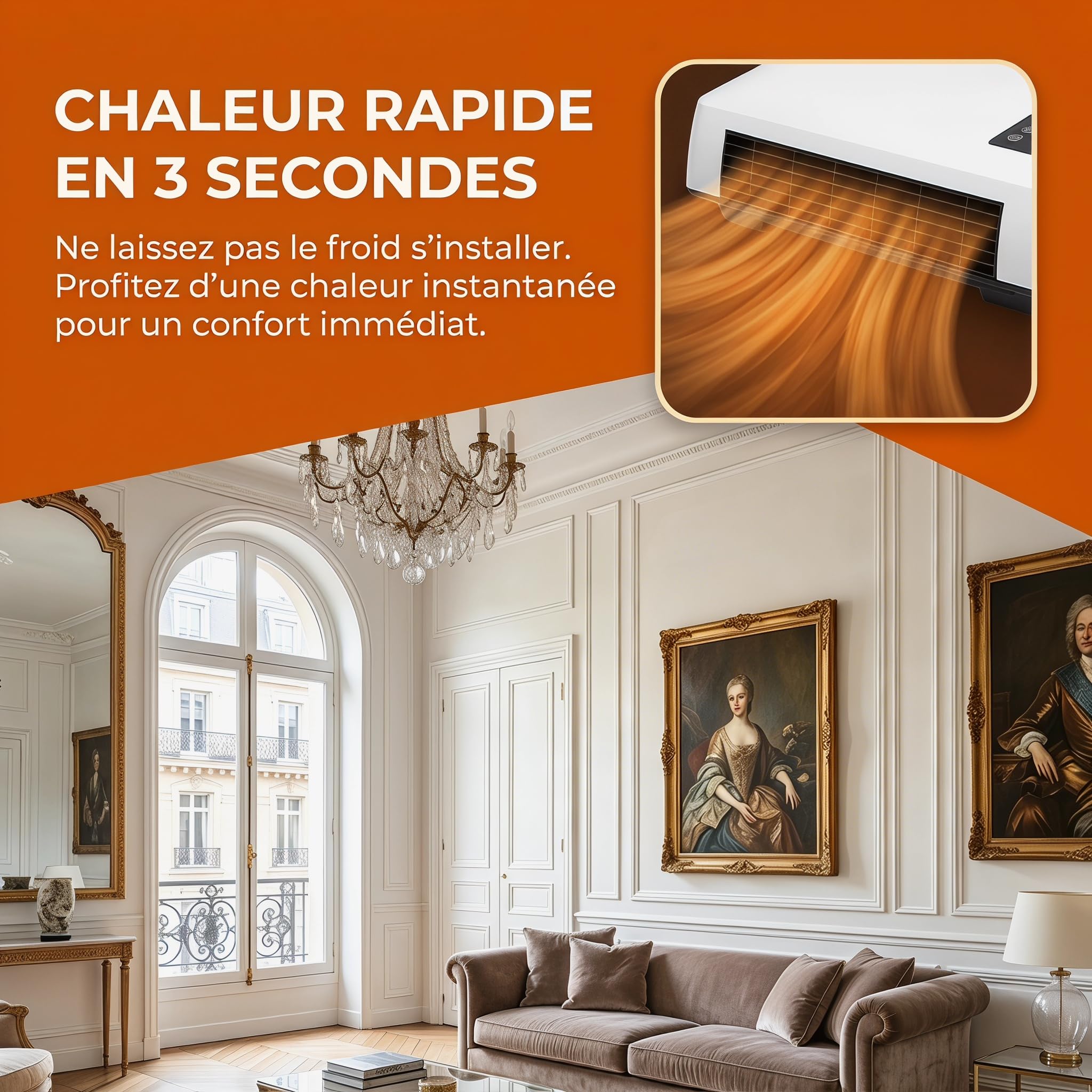 Mini Climatiseur Mural, Climatiseur Portable avec Télécommande, Minuterie 8 Heures, Système de Climatisation Split, Système de Chauffage, pour Chambre à Coucher et Bureau
