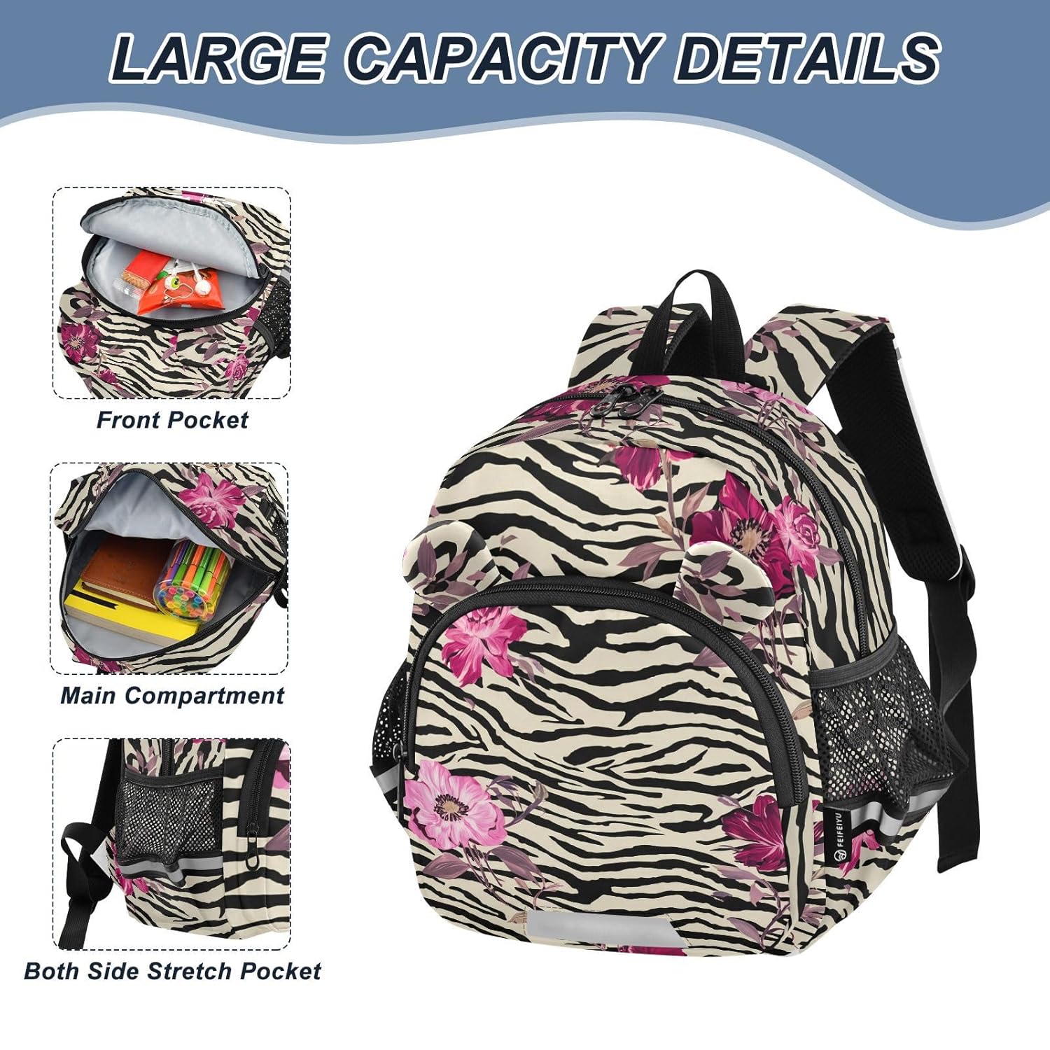 Flower Blossom Leopard Toddler Harness Backpack for Boys Girls 3-6 Years Kids Backpack with Anti Lost Safety Leash Child Leash Backpack for Walking Travel Preschool