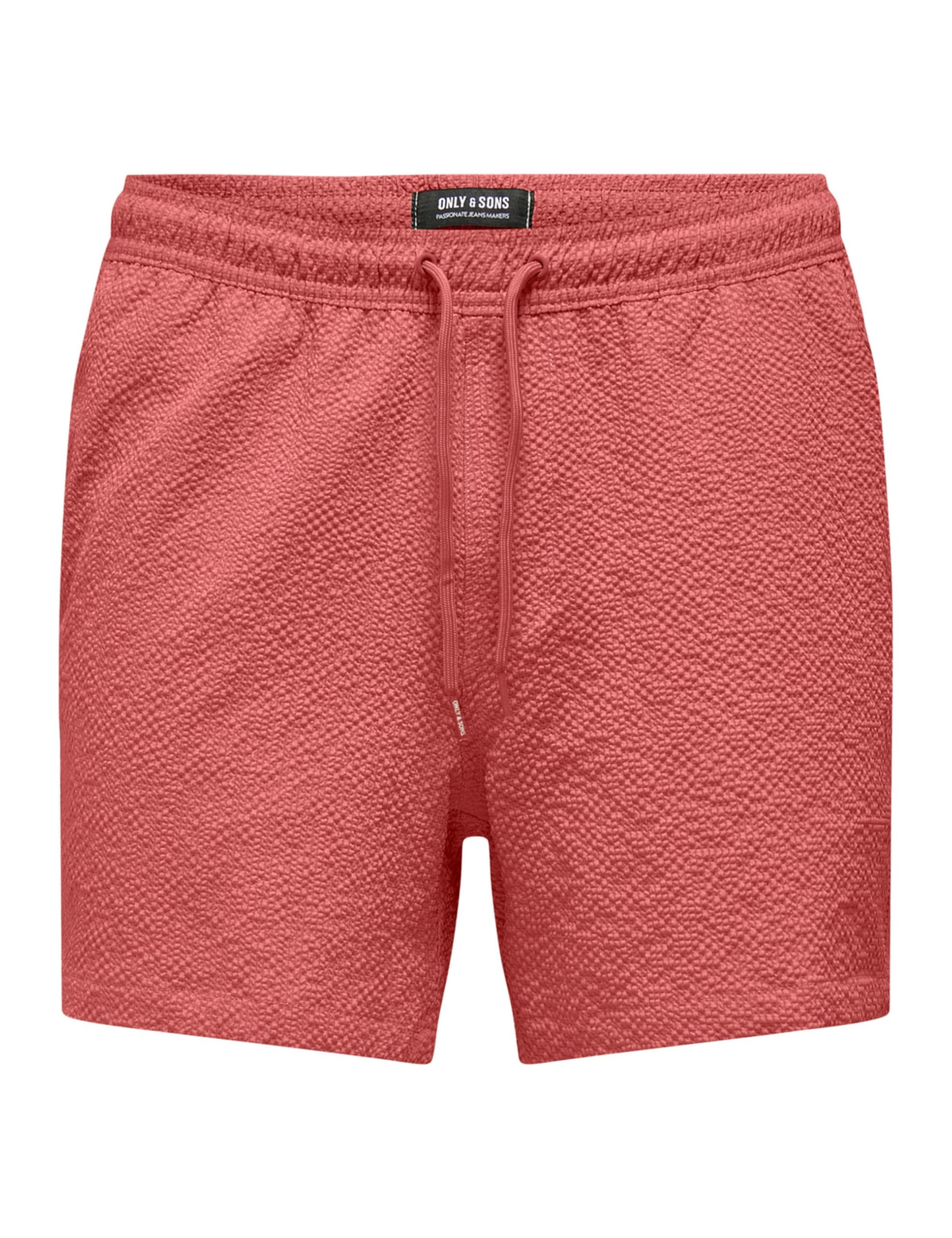 ONLY & SONS Men's Onsted Life Solid Seersucker Swim Noos, Dusty Cedar, M