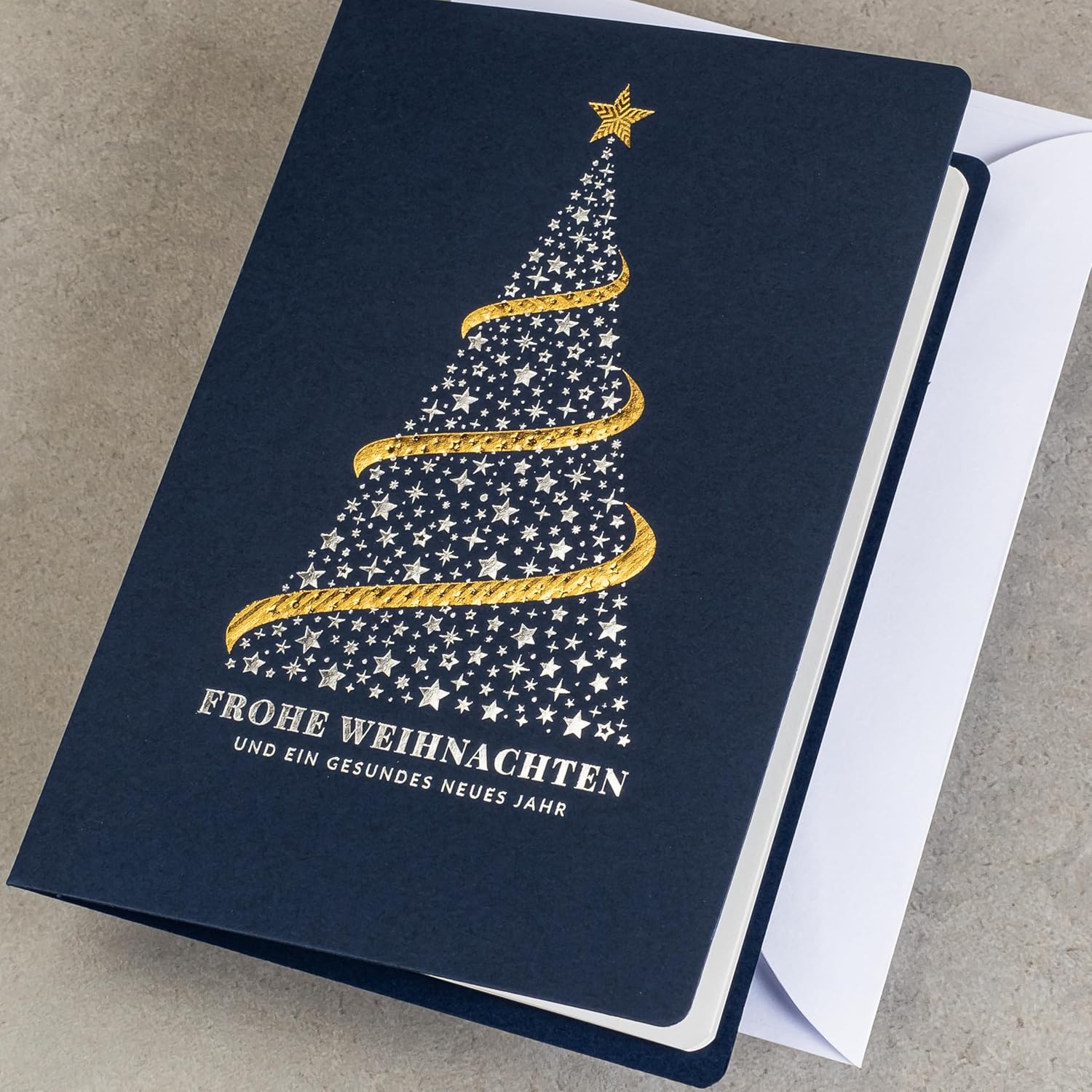 Exclusive Christmas Cards - Set of 10 Same Cards, 120 x 170 mm, Gold-Plated and Embossed Christmas Motifs - Made from Jewellery Paper with Inserts and Envelopes