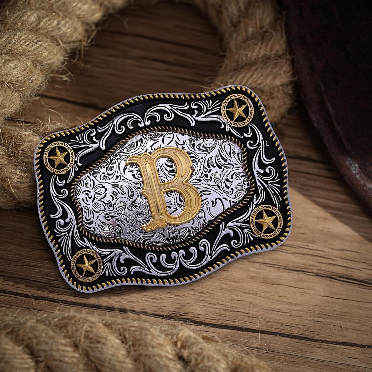 Western Belt Buckle Initial Letters ABCDJMR to Z Large Gold Cowboy Belt Buckle Cowboy Belt Buckles for Men Women - Image 6