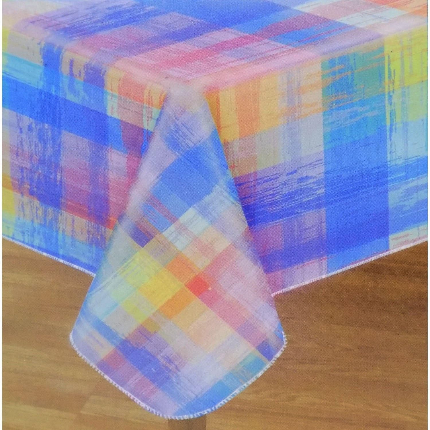 Spring and Summer Sunny Plaid Flannel-backed Vinyl (Peva) Tablecloth (52x70)