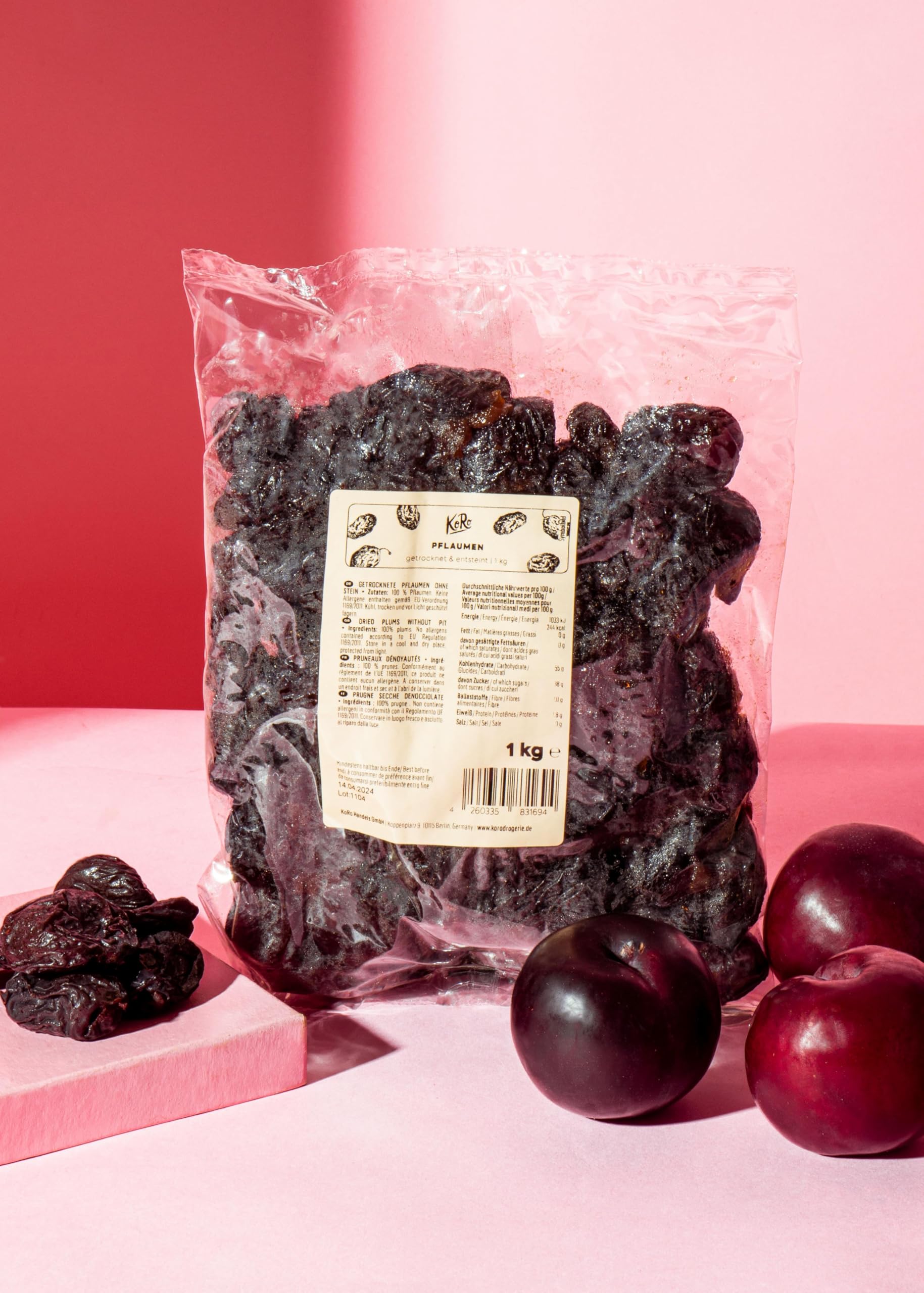 KoRo - Getrocknete und entsteinte Pflaumen 10 x 1 kg