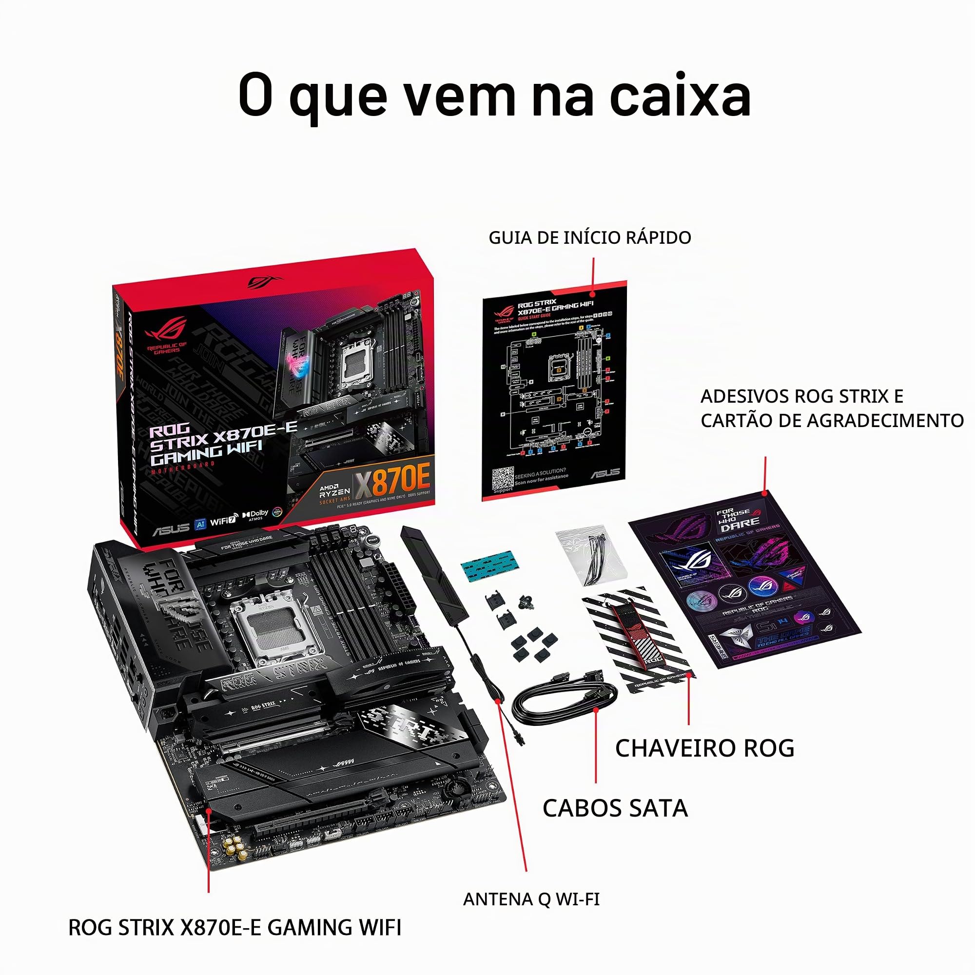 ASUS ROG STRIX X870E-E GAMING WIFI - Placa-mãe ATX AMD X870 - 24