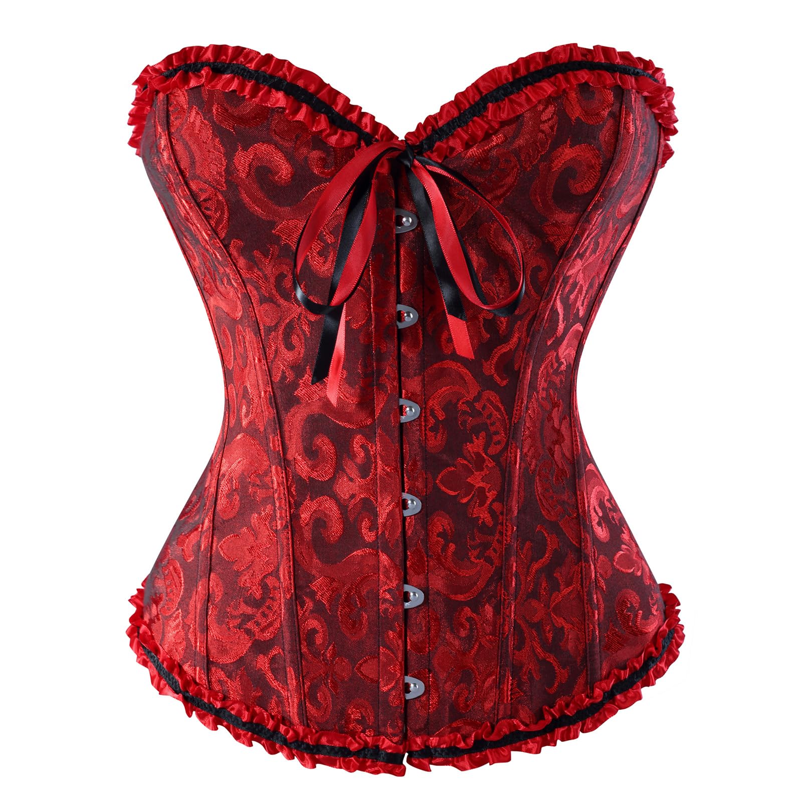 Raxnode Renaissance Corset Lingerie for Women Plus Size Lace Up Overbust Bustier Shapewear Costume Top