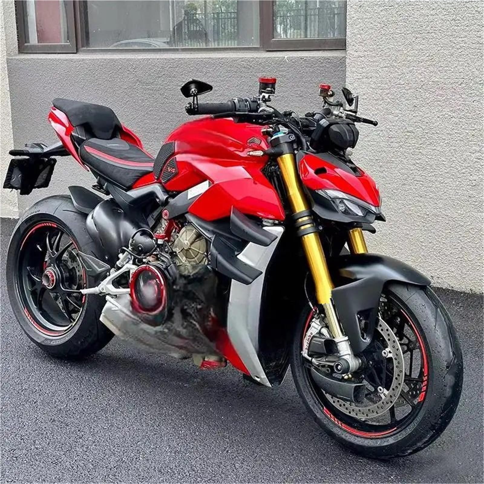 Refrigeración de Pinza de Freno Radiador de Pinza de Fibra de Carbono Modificado para Ducati V2/V4 Street Fighter V2/V4, radiador de guía de Aire de Freno Delantero.(A3)