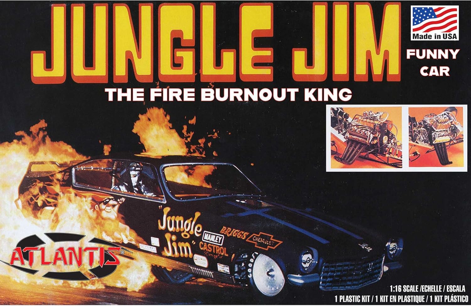 Atlantis AMCH1486 1/16 Jungle Jim Vega Funny Car Model kit, Multicoloured