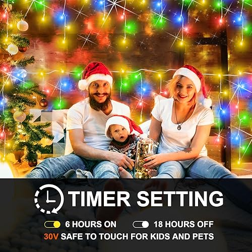 Miniatura 3 de 900 luces LED F8 mejoradas de 98 pies para decoración al aire libre, 8 modos y temporizador de memoria con enchufe, guirnalda de luces impermeables