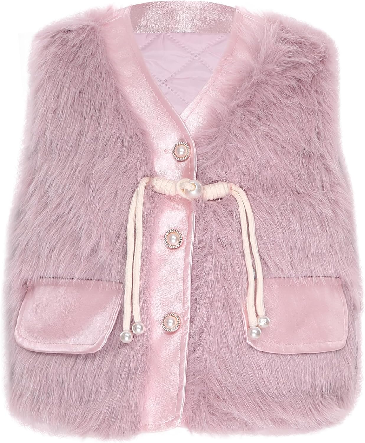 Sywiyi Kids Girl Faux Fur Vest Coat Toddler Winter Fleece Fuzzy Furry Jacket Sleeveless Coat Thick Warm Waistcoat Outwear