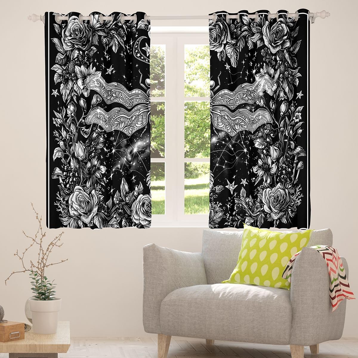 Feelyou Dragonfly Blackout Curtains Gifts for Women Darkening Drapes for Bedroom Living Room Decor Animal Thermal Insulated Shades Rose Window Treatments, 2 Panels 52 x 63 Inch Constellation