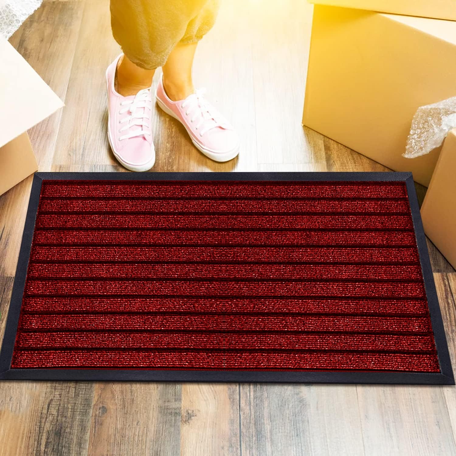 Rugs Inn Large Outdoor Mat Red, 50 x 90 cm Strong PVC Backing Dirt Scrapper Waterproof High